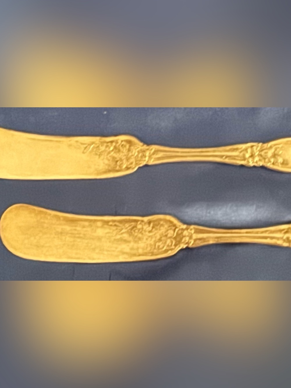 2 Flat handle BUTTER SPREADERS. Orange Blossom pattern. 1910